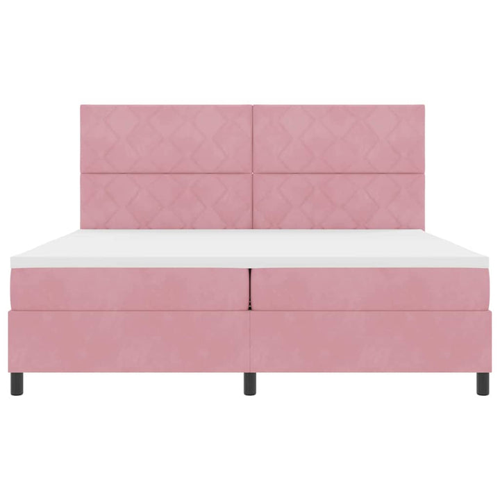 LED Box Spring Bed med hovedgærde Lyserød 200 x 200 cm Fløjl