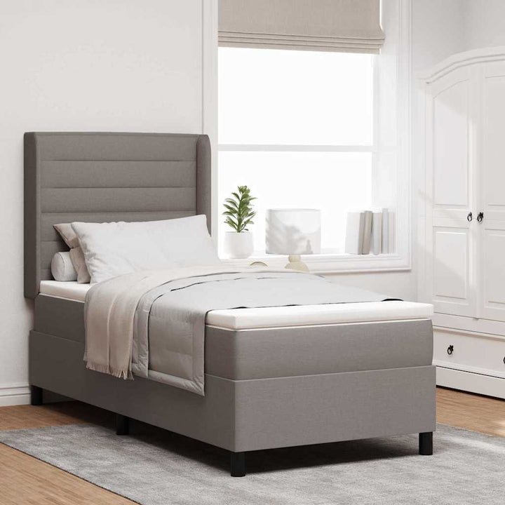 LED Box Spring Bed med hovedgærde Gråbrun 80 x 200 cm Stof
