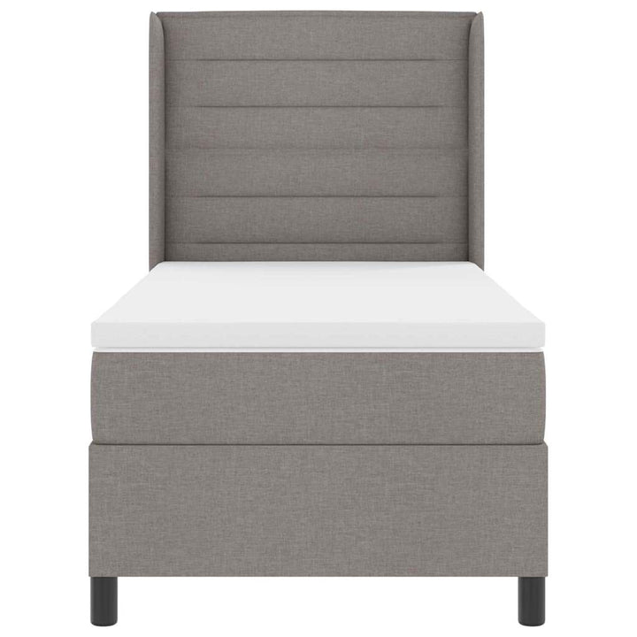LED Box Spring Bed med hovedgærde Gråbrun 80 x 200 cm Stof