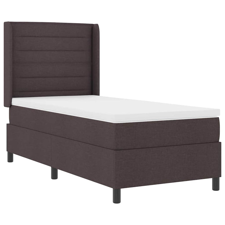 LED Box Spring Bed med madras Mørk Brun 90 x 190 cm Stof