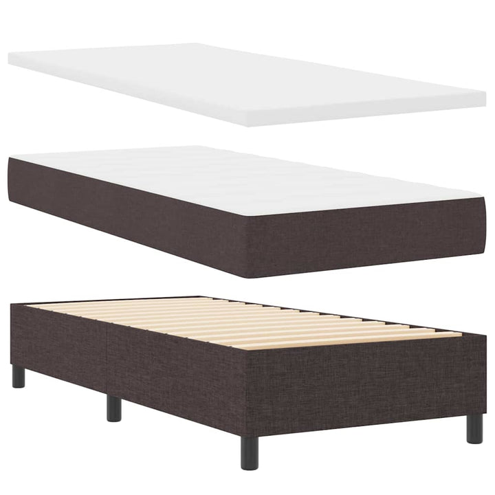 LED Box Spring Bed med madras Mørk Brun 90 x 190 cm Stof