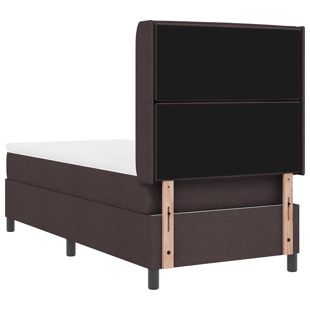 LED Box Spring Bed med madras Mørk Brun 90 x 190 cm Stof