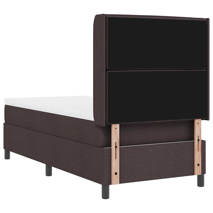 LED Box Spring Bed med madras Mørk Brun 90 x 190 cm Stof