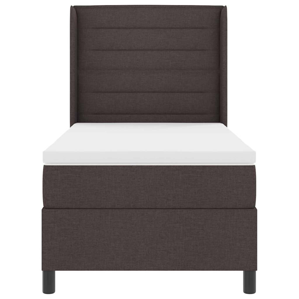 LED Box Spring Bed med madras Mørk Brun 90 x 190 cm Stof