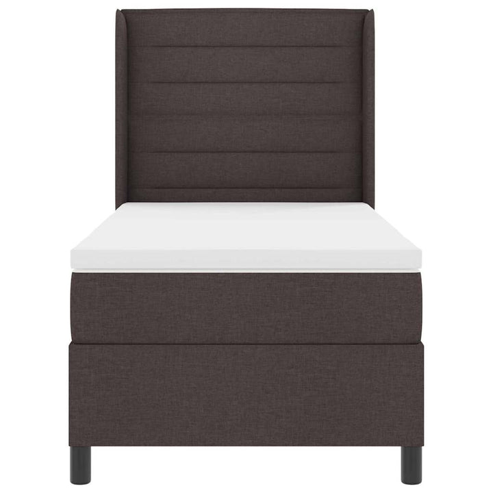 LED Box Spring Bed med madras Mørk Brun 90 x 190 cm Stof