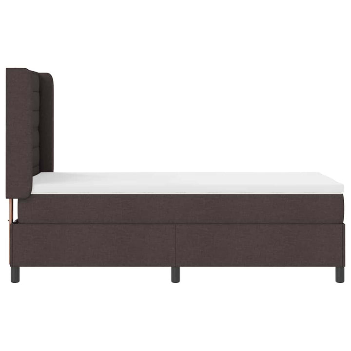 LED Box Spring Bed med madras Mørk Brun 90 x 190 cm Stof