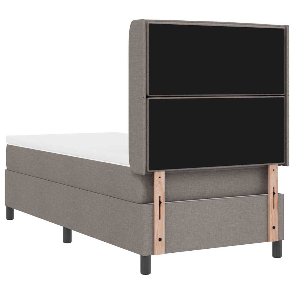 LED Box Spring Bed med hovedgærde Gråbrun 90 x 200 cm Stof