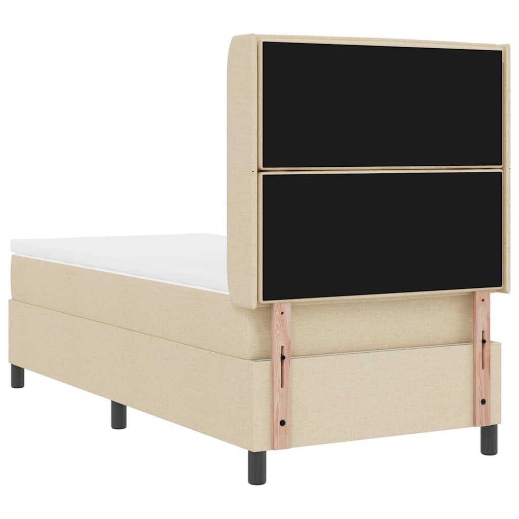LED Box Spring Bed med madras Creme 90 x 200 cm Stof