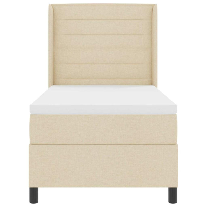LED Box Spring Bed med madras Creme 90 x 200 cm Stof