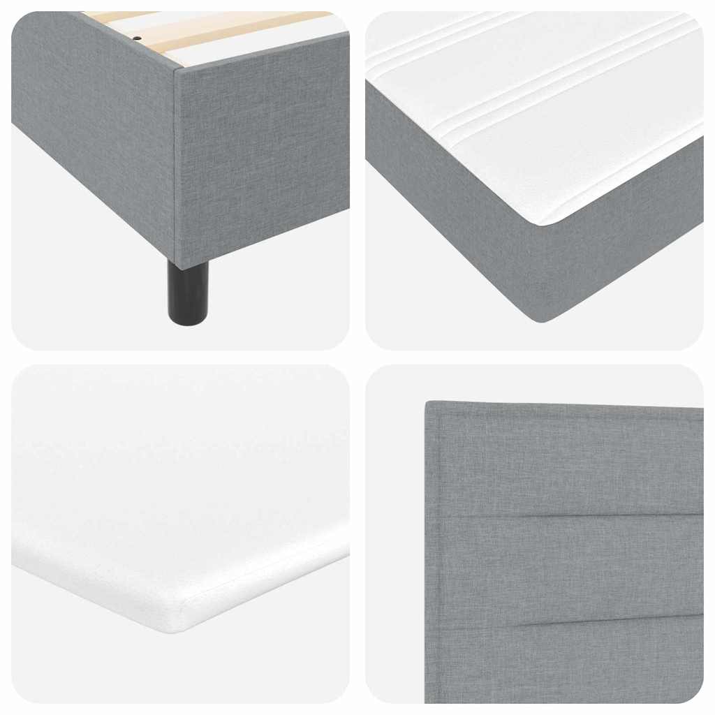 LED Box Spring Bed med madras Lysegrå 100 x 200 cm Stof