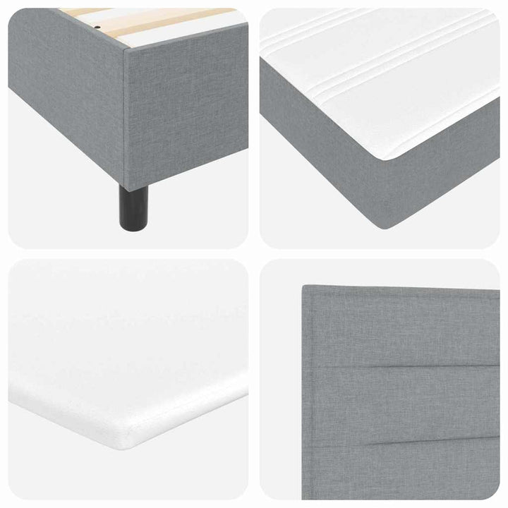 LED Box Spring Bed med madras Lysegrå 100 x 200 cm Stof