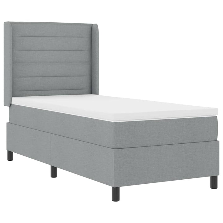 LED Box Spring Bed med madras Lysegrå 100 x 200 cm Stof