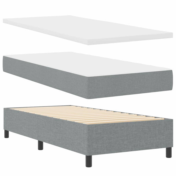 LED Box Spring Bed med madras Lysegrå 100 x 200 cm Stof