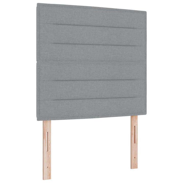 LED Box Spring Bed med madras Lysegrå 100 x 200 cm Stof