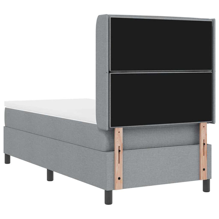 LED Box Spring Bed med madras Lysegrå 100 x 200 cm Stof