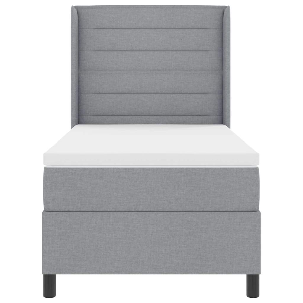 LED Box Spring Bed med madras Lysegrå 100 x 200 cm Stof