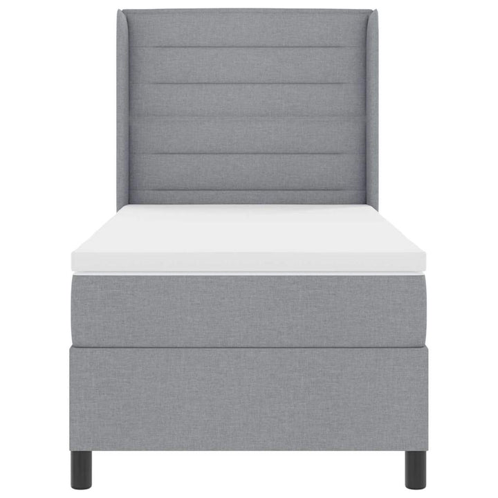 LED Box Spring Bed med madras Lysegrå 100 x 200 cm Stof
