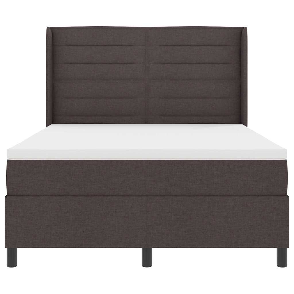 LED Box Spring Bed med madras Mørk Brun 140 x 190 cm Stof