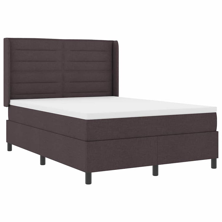 LED Box Spring Bed med madras Mørk Brun 140 x 200 cm Stof