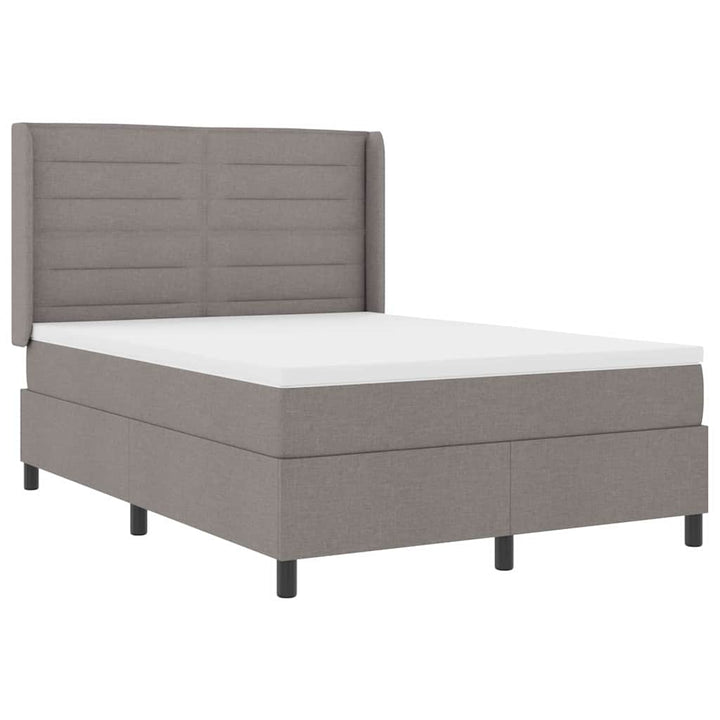 LED Box Spring Bed med hovedgærde Gråbrun 140 x 200 cm Stof