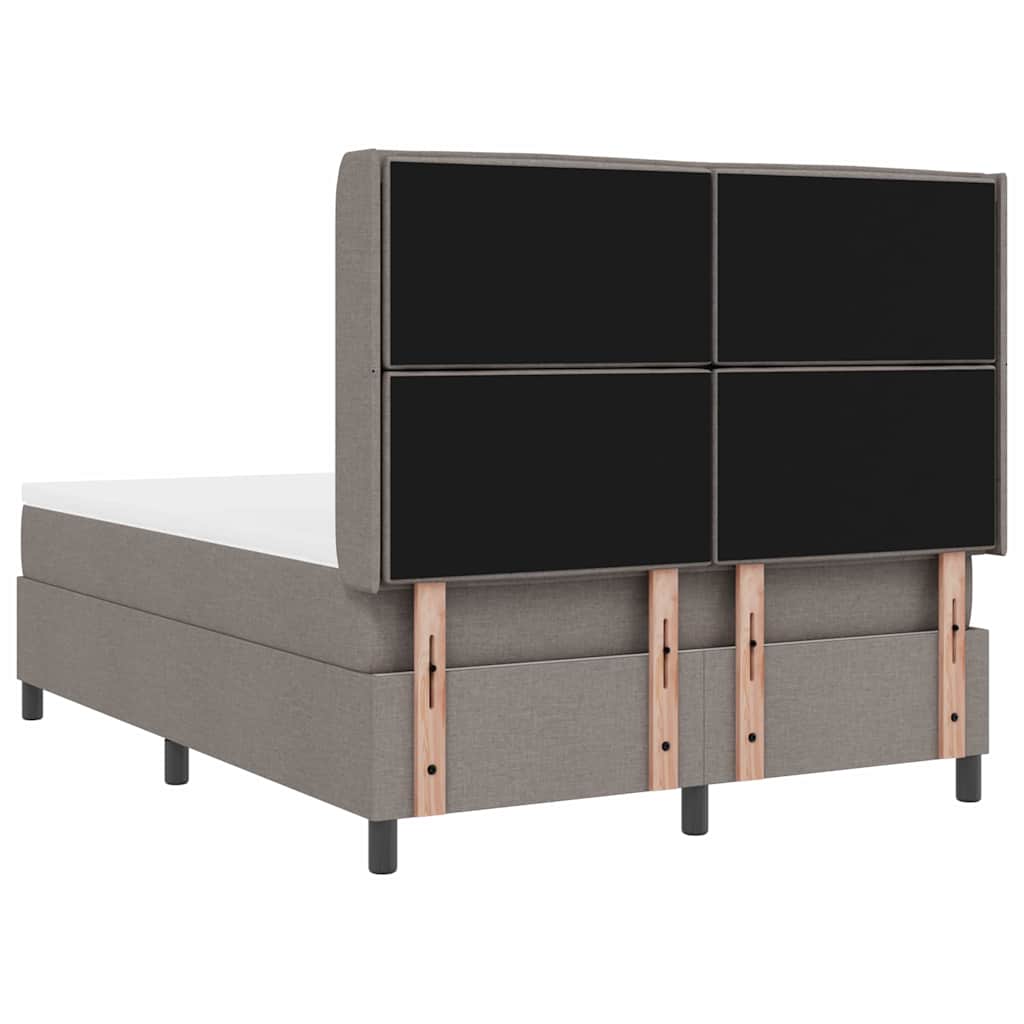 LED Box Spring Bed med hovedgærde Gråbrun 140 x 200 cm Stof