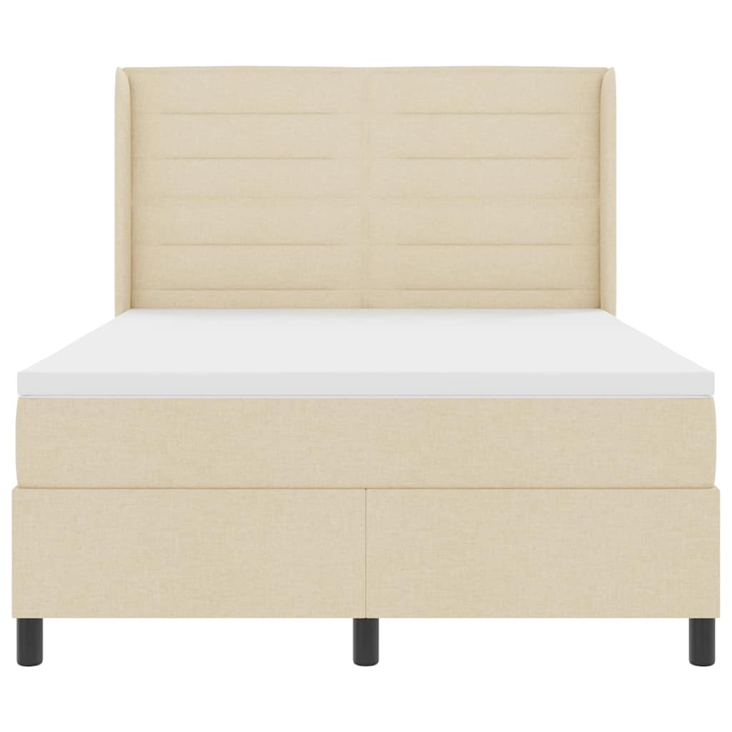 LED Box Spring Bed med madras Creme 160 x 200 cm Stof