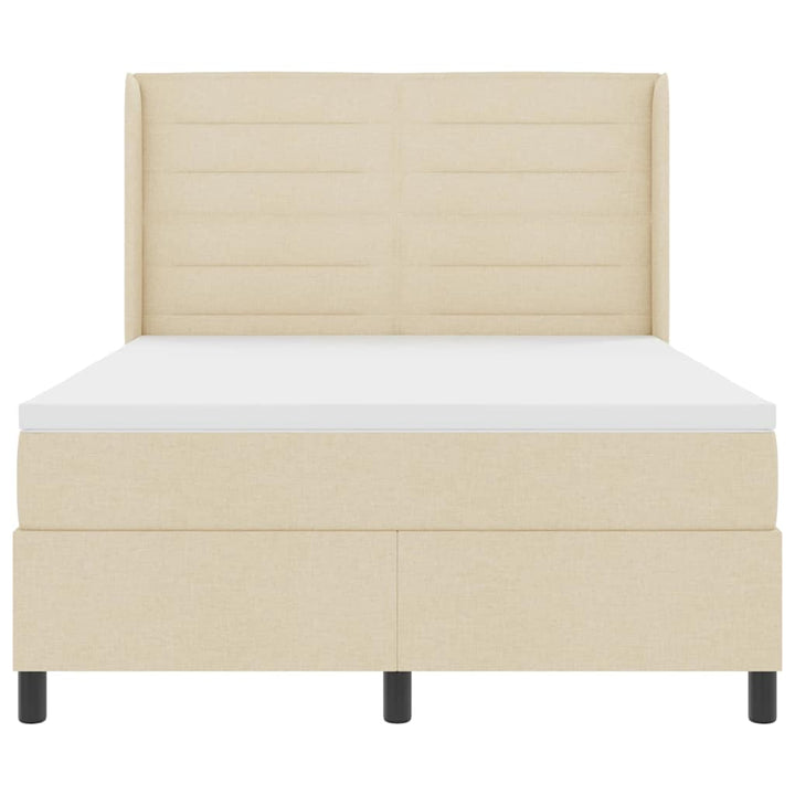 LED Box Spring Bed med madras Creme 160 x 200 cm Stof