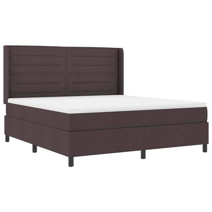 LED Box Spring Bed med hovedgærde Mørk Brun 180 x 200 cm Stof