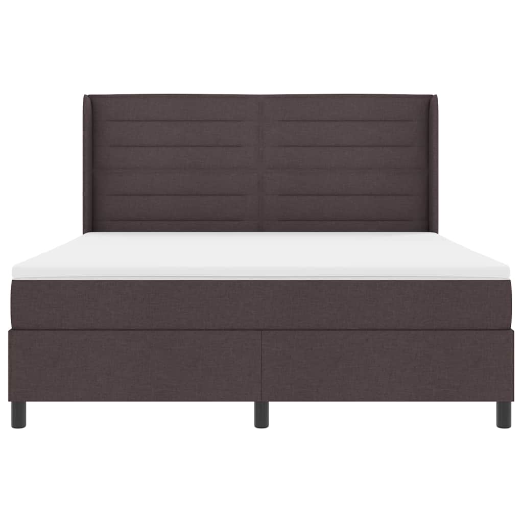 LED Box Spring Bed med hovedgærde Mørk Brun 180 x 200 cm Stof