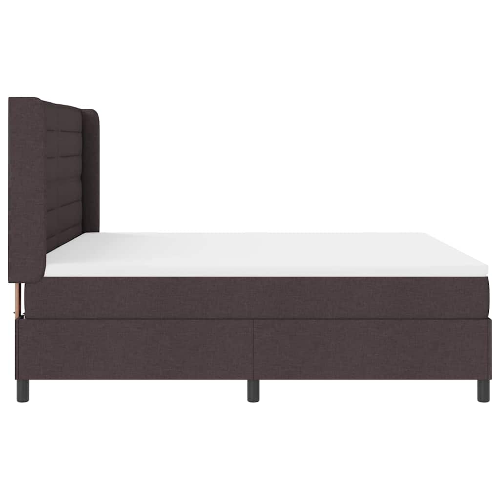 LED Box Spring Bed med hovedgærde Mørk Brun 180 x 200 cm Stof