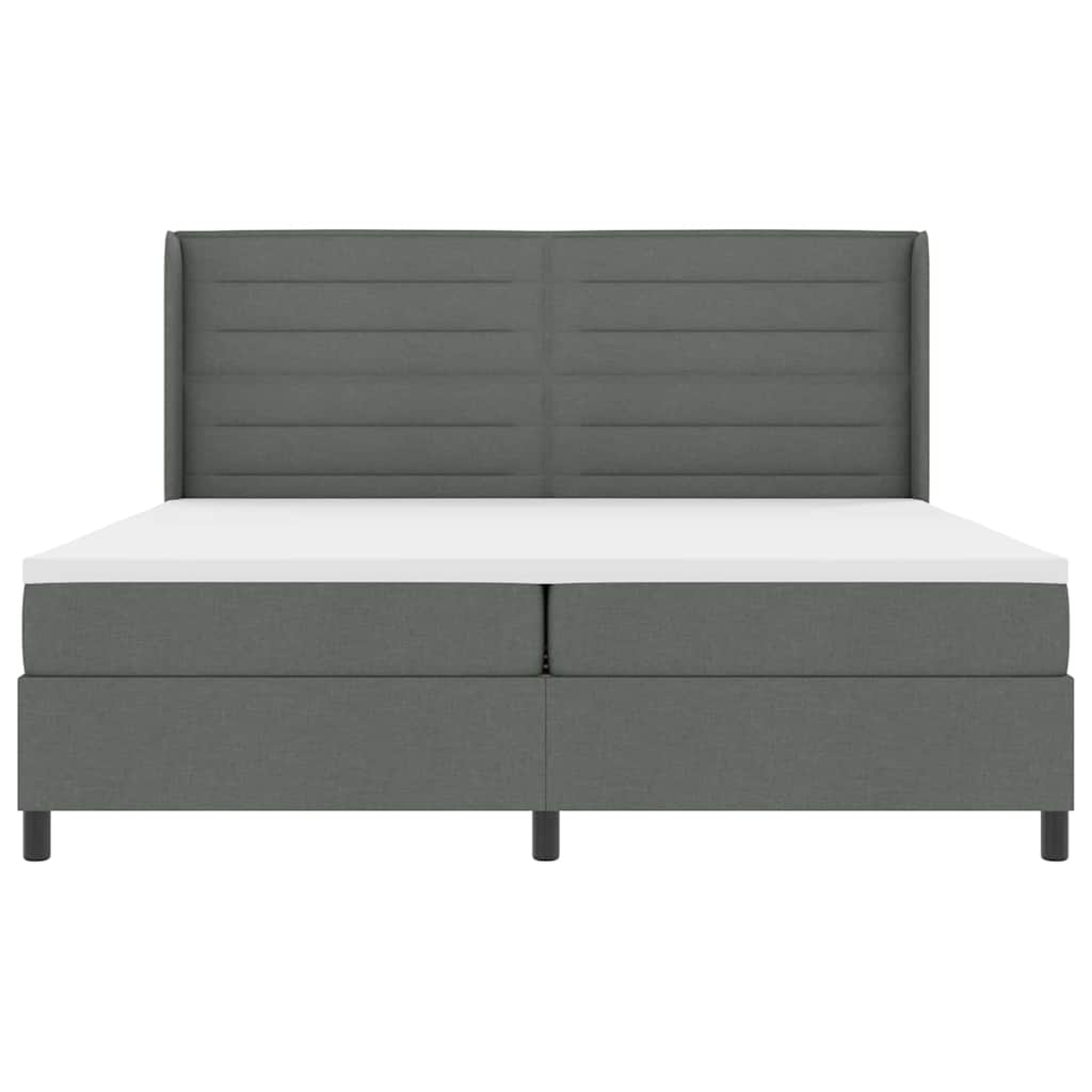 LED Box Spring Bed med madras Mørkegrå 200 x 200 cm Stof