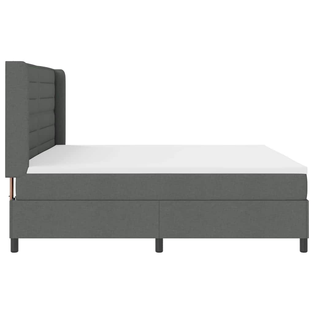 LED Box Spring Bed med madras Mørkegrå 200 x 200 cm Stof