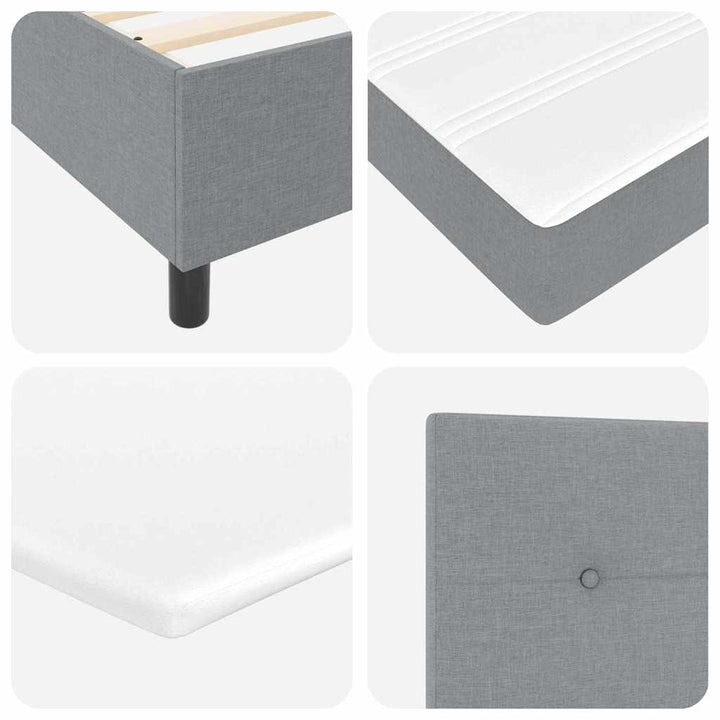 LED Box Spring Bed med hovedgærde Lysegrå 100 x 200 cm Stof