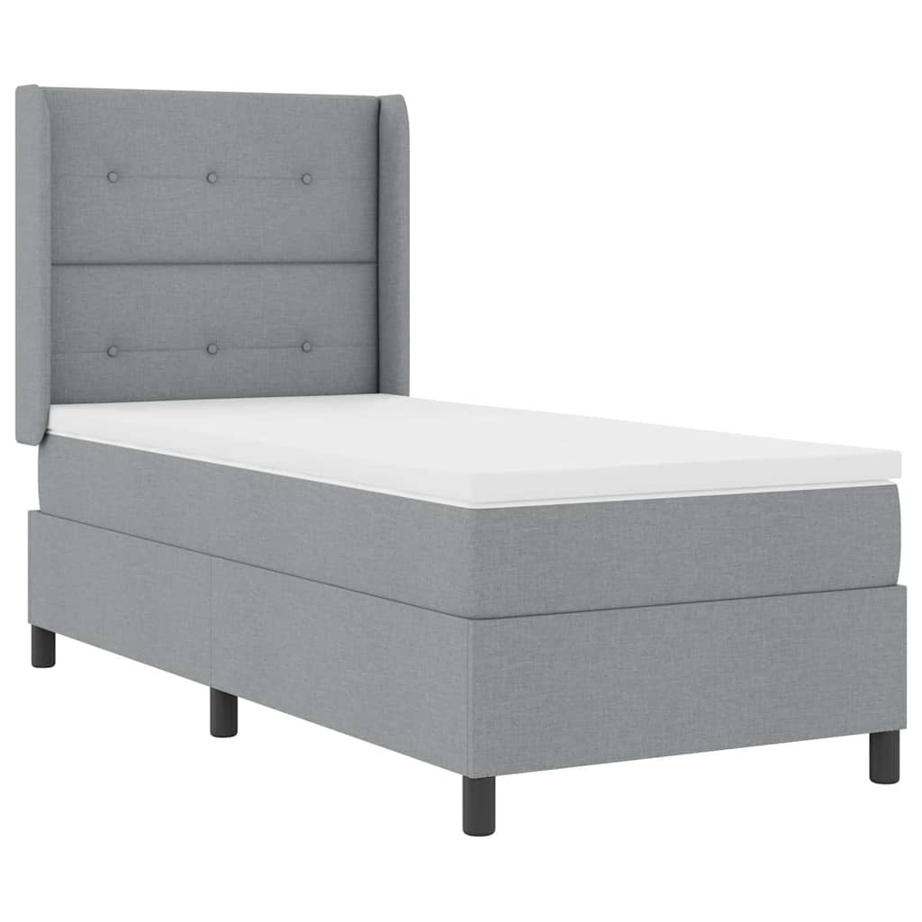 LED Box Spring Bed med hovedgærde Lysegrå 100 x 200 cm Stof