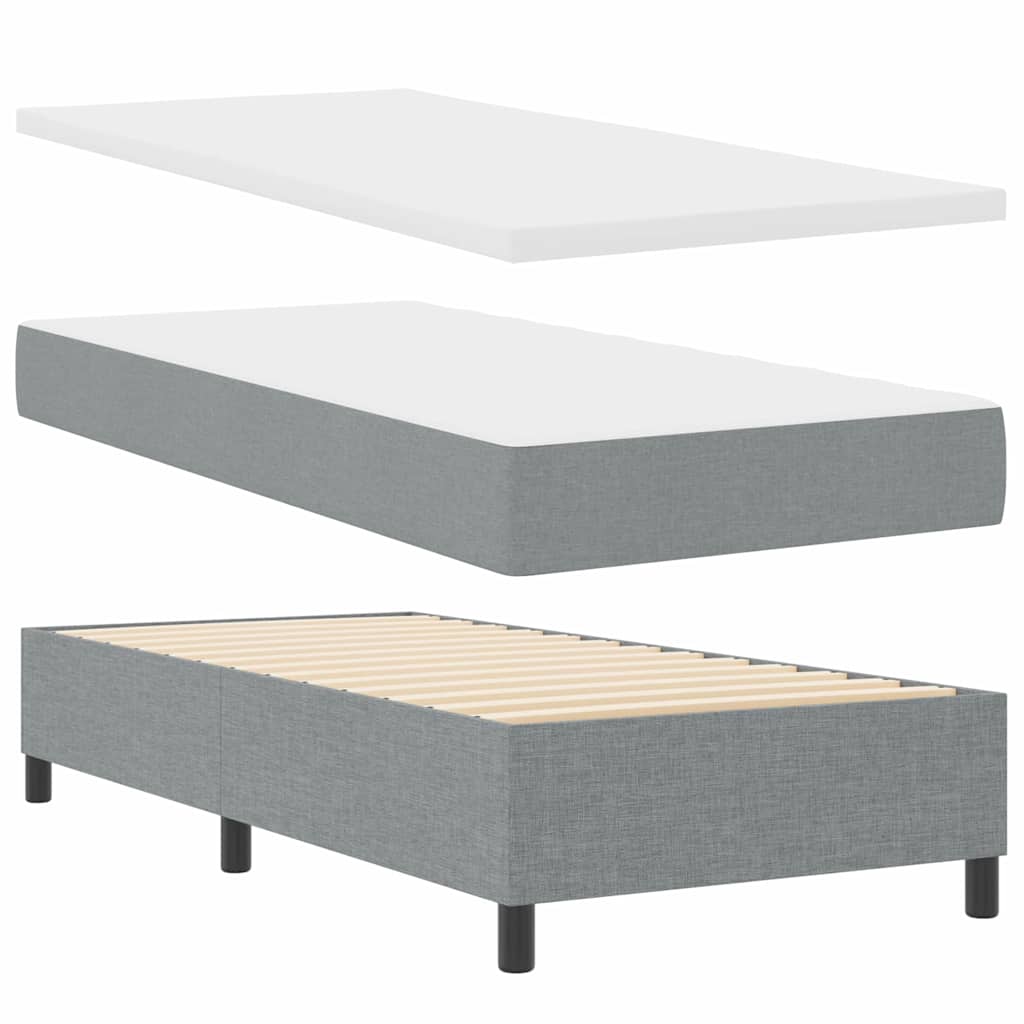 LED Box Spring Bed med hovedgærde Lysegrå 100 x 200 cm Stof