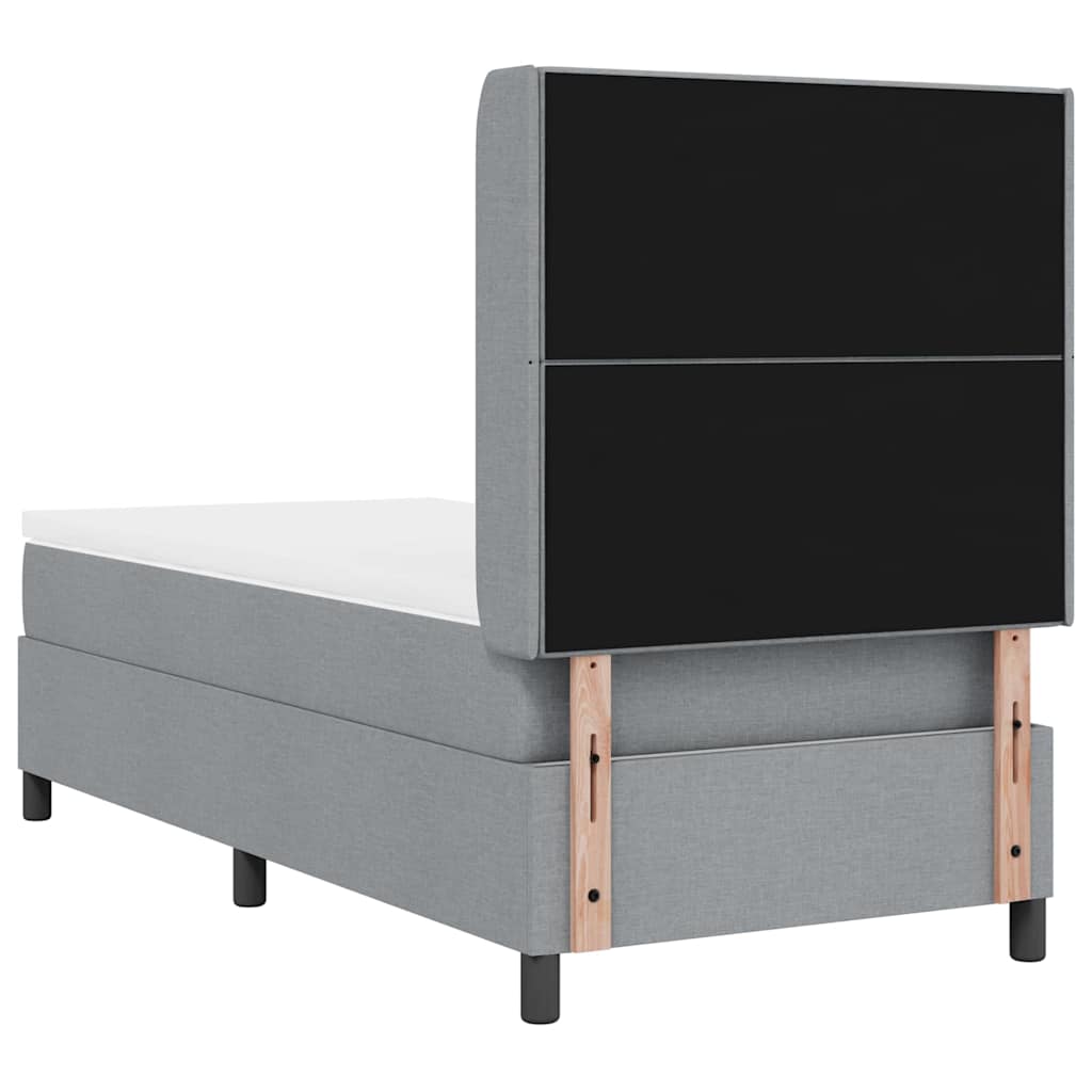 LED Box Spring Bed med hovedgærde Lysegrå 100 x 200 cm Stof