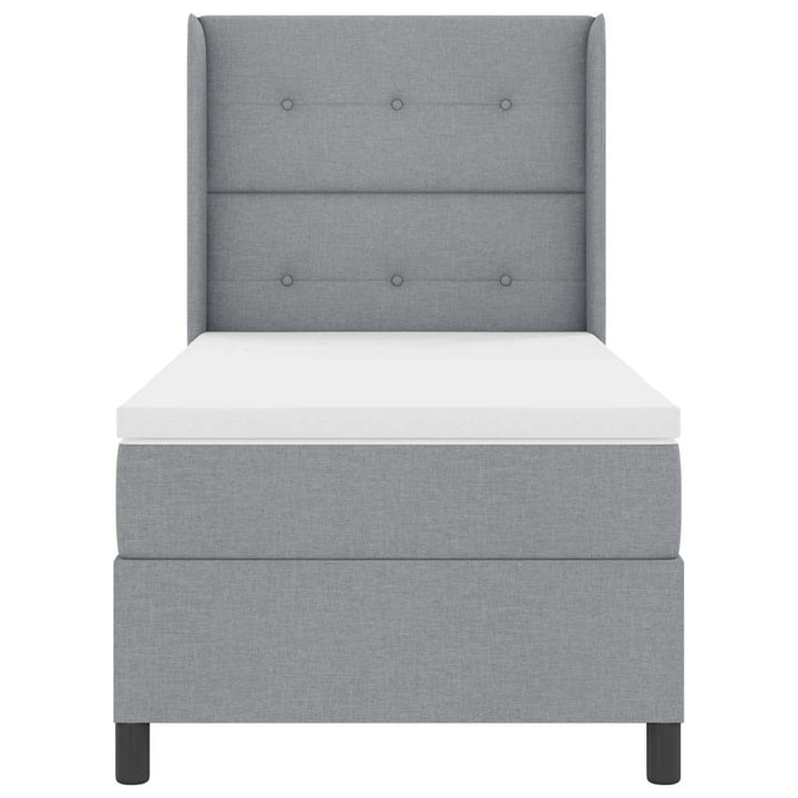 LED Box Spring Bed med hovedgærde Lysegrå 100 x 200 cm Stof