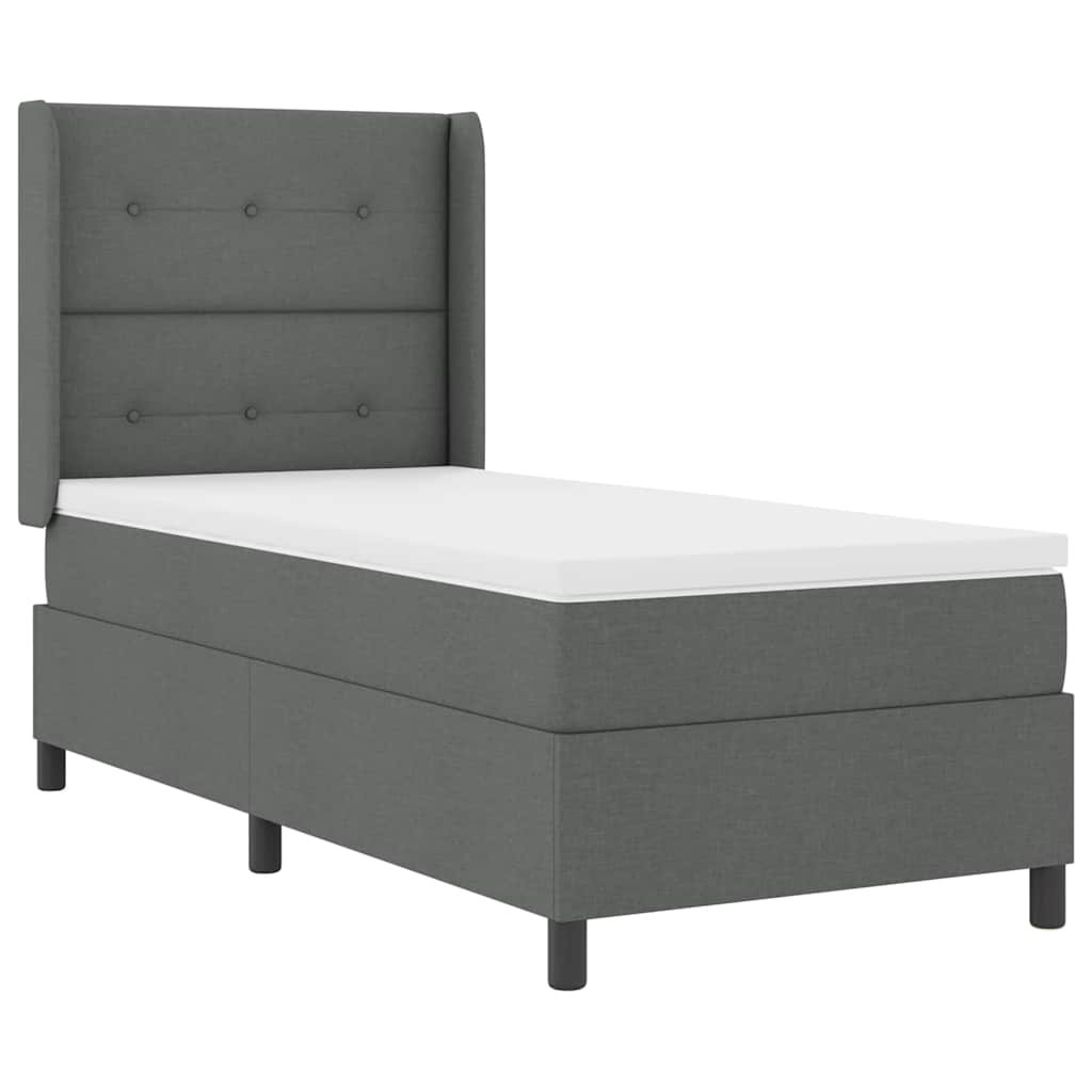 LED Box Spring Bed med hovedgærde Mørkegrå 100 x 200 cm Stof