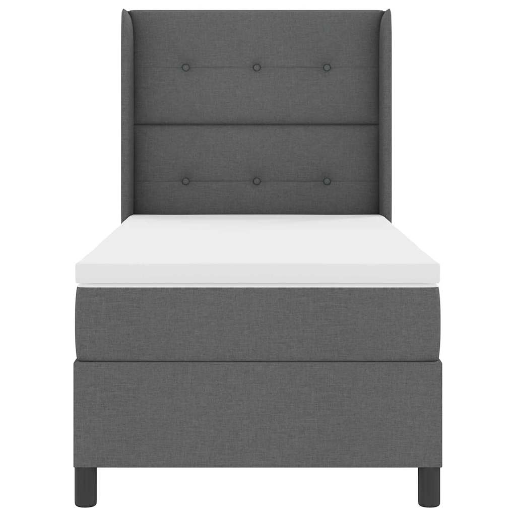LED Box Spring Bed med hovedgærde Mørkegrå 100 x 200 cm Stof
