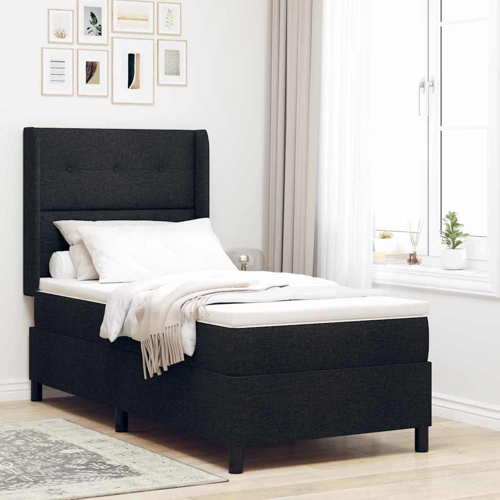 LED Box Spring Bed med hovedgærde Sort 100 x 200 cm Stof