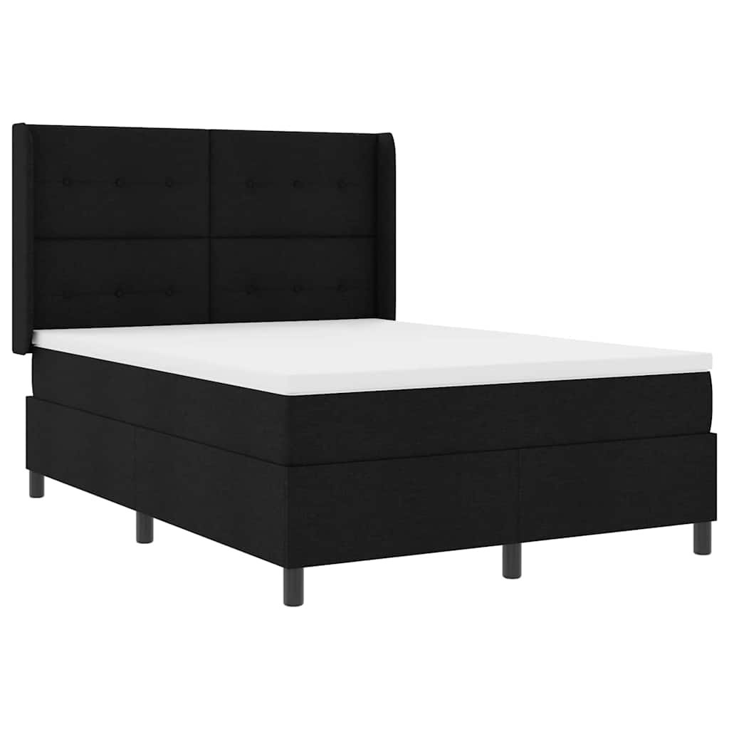 LED Box Spring Bed med hovedgærde Sort 140 x 190 cm Stof