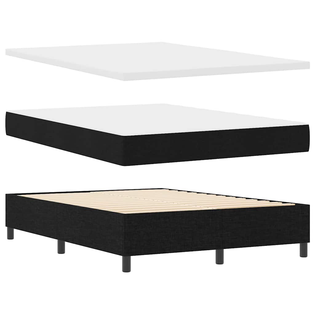 LED Box Spring Bed med hovedgærde Sort 140 x 190 cm Stof