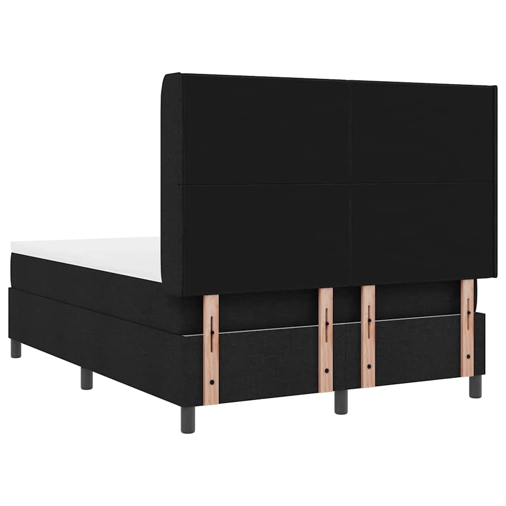 LED Box Spring Bed med hovedgærde Sort 140 x 190 cm Stof