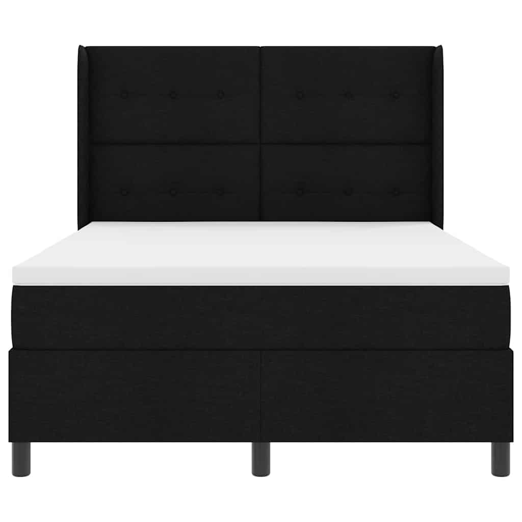 LED Box Spring Bed med hovedgærde Sort 140 x 190 cm Stof