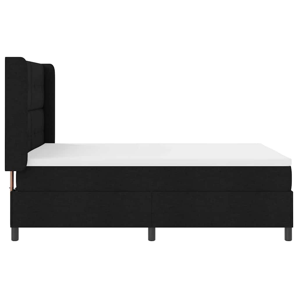 LED Box Spring Bed med hovedgærde Sort 140 x 190 cm Stof