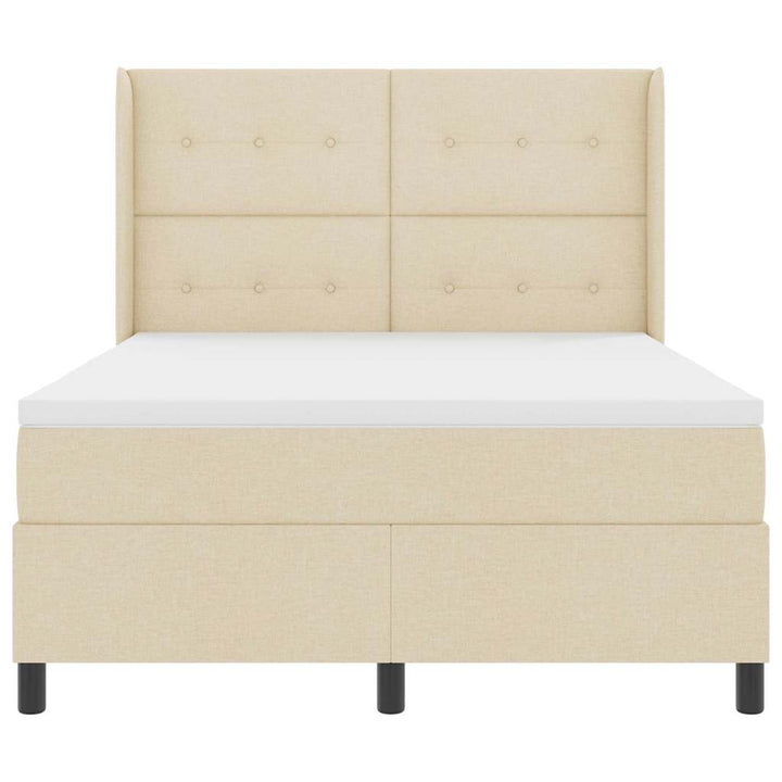 LED Box Spring Bed med madras Creme 140 x 200 cm Stof