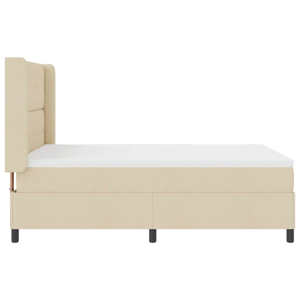 LED Box Spring Bed med madras Creme 140 x 200 cm Stof