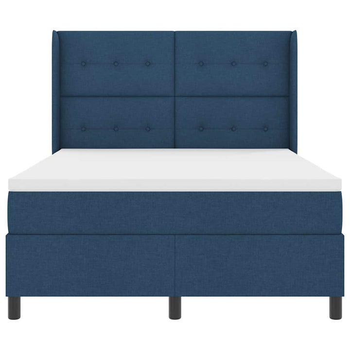 LED Box Spring Bed med hovedgærde Blå 140 x 200 cm Stof