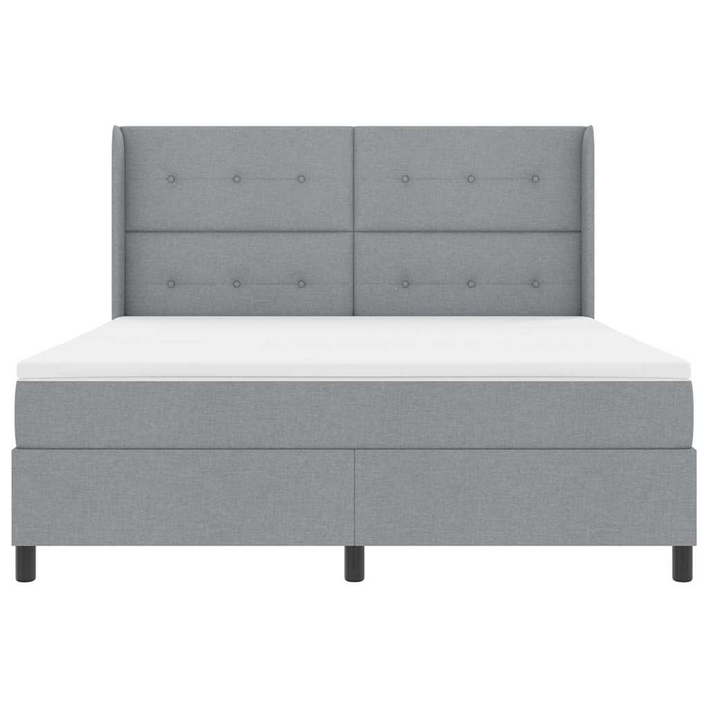 LED Box Spring Bed med hovedgærde Lysegrå 180 x 200 cm Stof