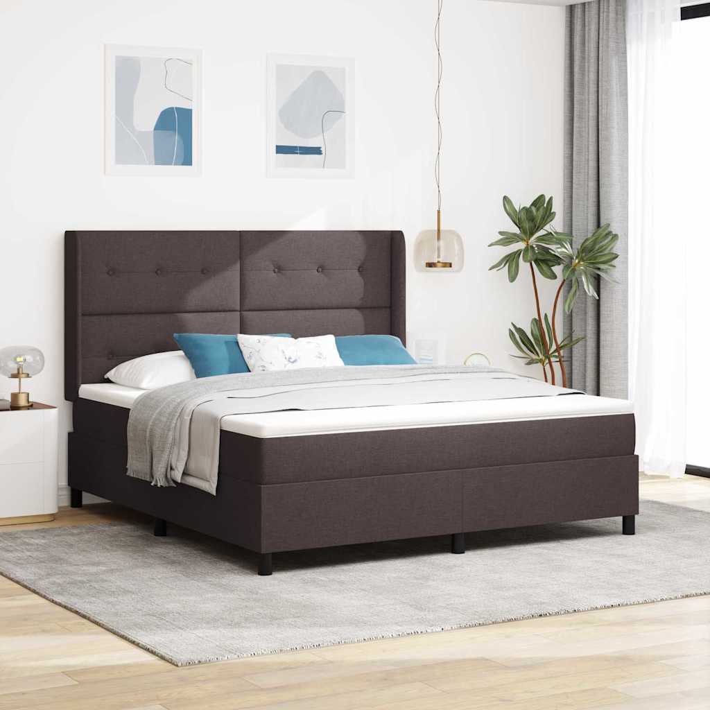 LED Box Spring Bed med hovedgærde Mørk Brun 180 x 200 cm Stof